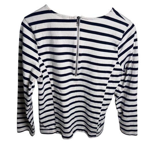 J.Crew Women's Side Seam Sailor Top, Striped Black & White, Cotton, Size M - Picture 3 of 5